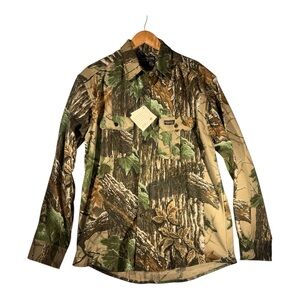 Rattlers Brand Realtree Camo Button Up Shirt Size L 9 oz Made In USA Vintage 90s